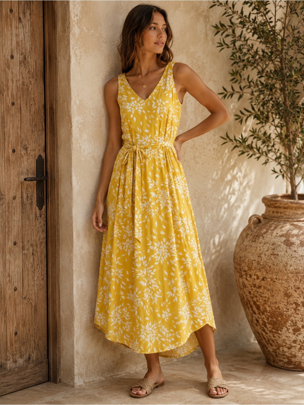 A New Day Yellow Maxi Dress W/ Side Slits